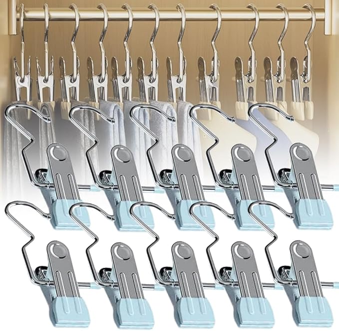 Space-Saving Clothespin Hat Pants Storage Hanging Travel Hook, Stainless Steel by Soputry