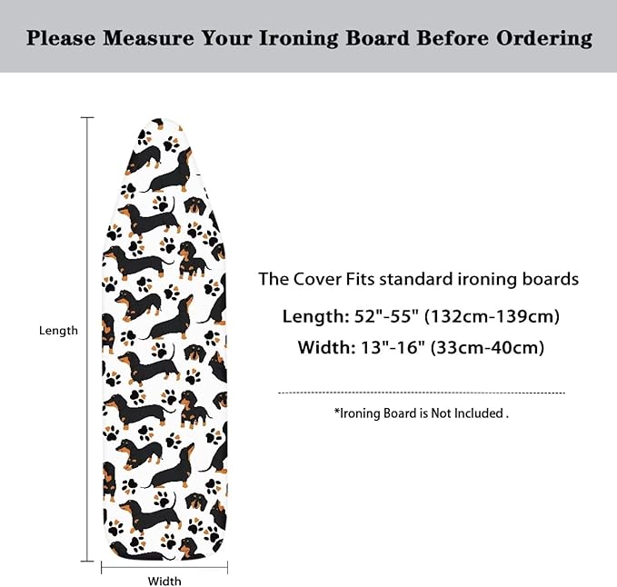 GLENLCWE Cute Dachshund Paw Print Ironing Board Cover, 54x15 inches, Animal - Image 5