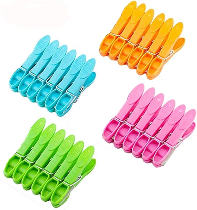 Household Air Drying Clothing Pin Set Colored Spring Clothespins by Unknown