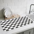Checkered Dish Drying Mat for Kitchen Counter, Absorbent Non-Slip Coffee Mat by CooRug
