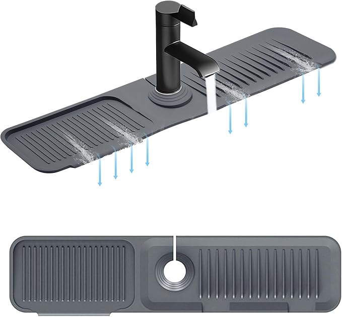 5° Slope Kitchen Sink Faucet Mat, Kitchen Sink Splash Guard, Silicone Material by DTXIAQIAO