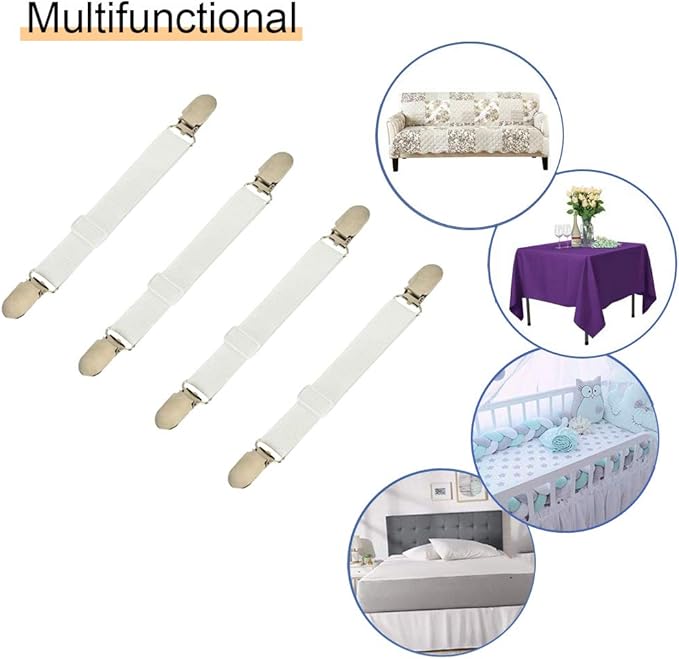 4Pcs Adjustable Bed Sheet Straps Clips, Elastic Mattress Sheet Fasteners Holder - Image 6