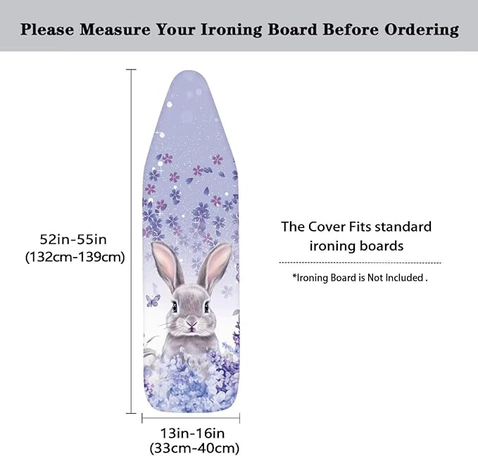 Sprowallow Rabbit Lavender Ironing Board Cover Standard Size Silicone Coated - Image 5
