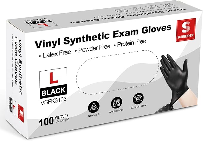 Schneider Vinyl Synthetic Exam Gloves, 4 Mil, Latex Free Disposable Gloves - Image 2