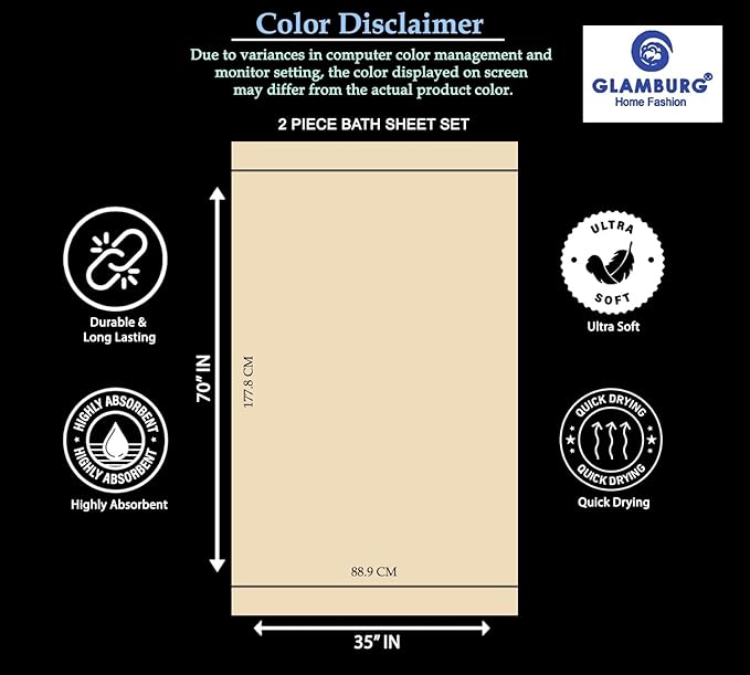 GLAMBURG 700 GSM Premium Oversized Extra Large Cotton Bath Sheet 35x70-100% - Image 5