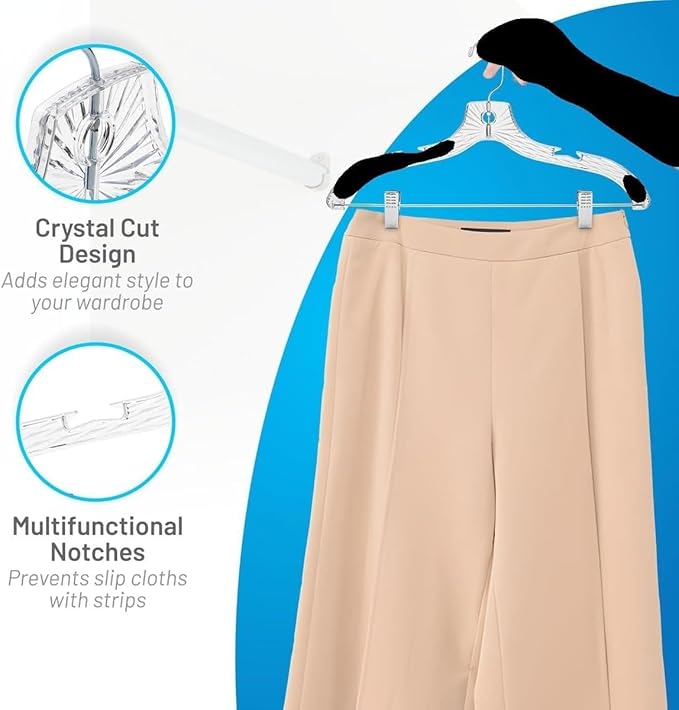 Clothes Hangers with Clips Plastic Set of 50 Pack Heavy Duty Hangers Dresses - Image 8