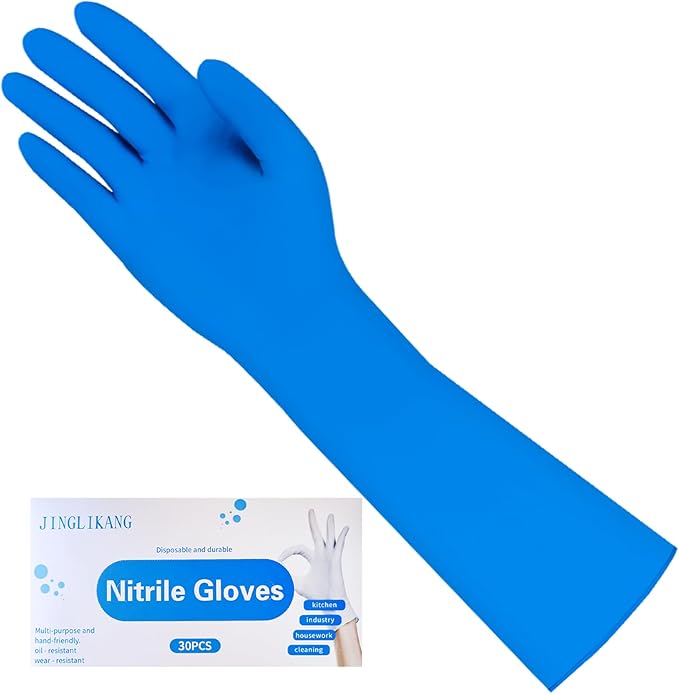 Long Sleeves Durable Disposable Nitrile White Gloves 15inches, Household by JinglikangHomeFurnishingsFla
