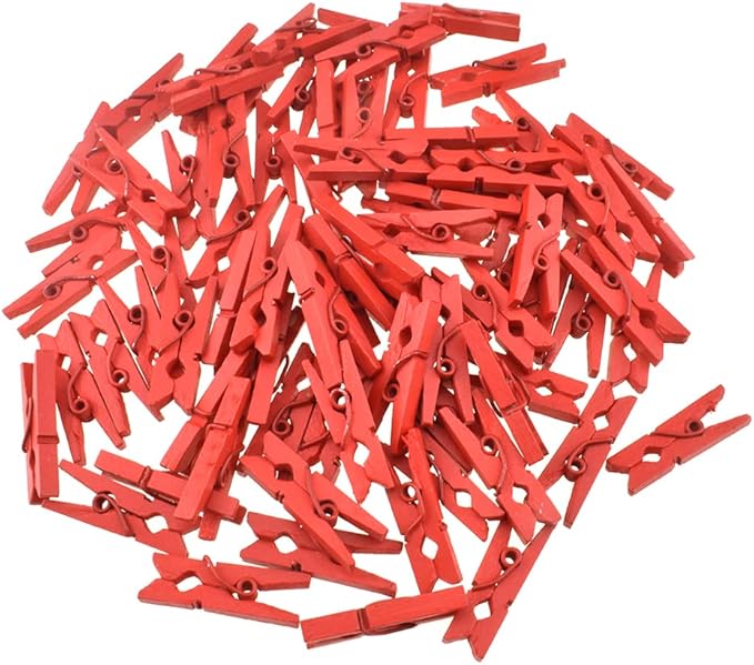 HAHIYO Red Wooden Clothes Pins Clothespins Mini Aviod Fall Apart 1 Inches by HAHIYO