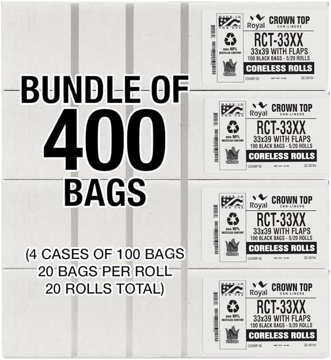 Aluf Plastics 33 Gallon 1.7 MIL Black Heavy Duty Trash Bags - Image 8