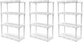Gracious Living 3 Pack Light Duty Storage Shelves, Knect-A-Shelf 4-Shelf Ventilated Shelving Rack Organizer for Home, Garage, Basement & Laundry, White by GraciousLiving