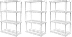 Gracious Living 3 Pack Light Duty Storage Shelves, Knect-A-Shelf 4-Shelf Ventilated Shelving Rack Organizer for Home, Garage, Basement & Laundry, White by GraciousLiving