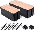 2 Pack Large Cable Management Box – Wooden Style Cord Organizer Box and Cover by Chouky