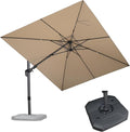 PURPLE LEAF 9' X 12' Right-left Tilt Patio Umbrella with Base Outdoor Cantilever Swivel Rectangle Umbrella Aluminum Offset Umbrella with 360-degree Rotation for Garden Deck Pool Patio Beige by PURPLELEAF