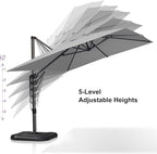 PURPLE LEAF 9'×11.5' Cantilever Patio Umbrella with Base Rectangle Offset Outdoor Umbrella Cover with Zipper for Garden Deck Pool White - Image 4