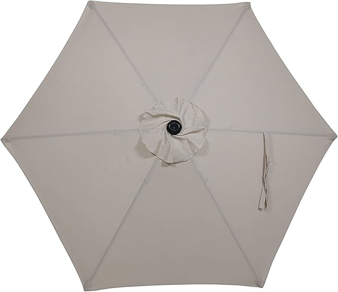 Sunnydaze Outdoor Patio Umbrella - Polyester Table Market Umbrella with Push-Button Tilt and Crank - 6 Sturdy Ribs - Beige - 7.5ft - Image 8