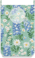 Mint Green Bluebonnet and Daisies Hanging Laundry Hamper Door Hampers Bag Basket by Tatenale