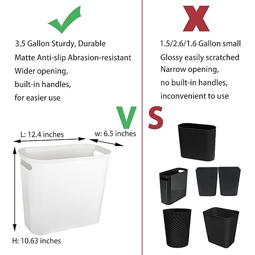 rejomiik Bathroom Small Trash Can Slim Garbage Can Wastebasket 3.5 Gallon - Image 3