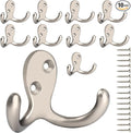 IBosins 10 Pack Heavy Duty Double Prong Coat Hooks Wall Mounted by IBosins