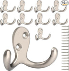 IBosins 10 Pack Heavy Duty Double Prong Coat Hooks Wall Mounted by IBosins