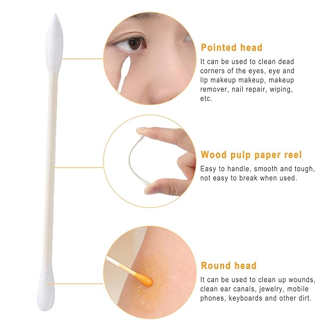 Cotton Swabs, Individually Wrapped Cotton Buds, Beauty Care, Make-up（Round and - Image 4
