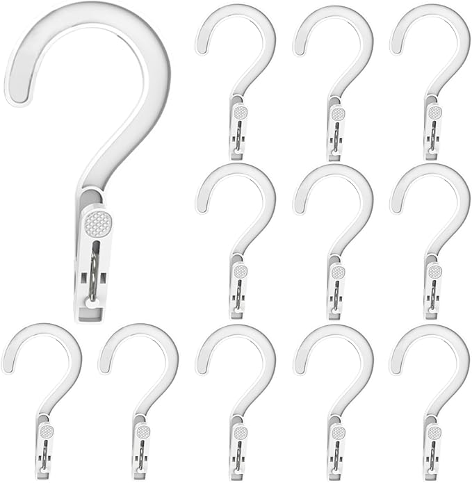 12pcs Laundry Hooks with Clips Plastic Hanger Closet Organize Clothes Hangers by Sermuok