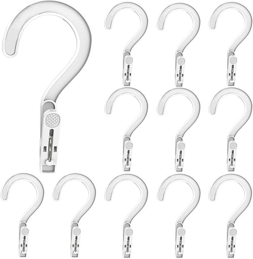 12pcs Laundry Hooks with Clips Plastic Hanger Closet Organize Clothes Hangers by Sermuok