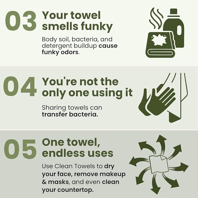 Clean Skin Club Bamboo Viscose Clean Towels® XL 100% USDA Biobased Face Towel - Image 7