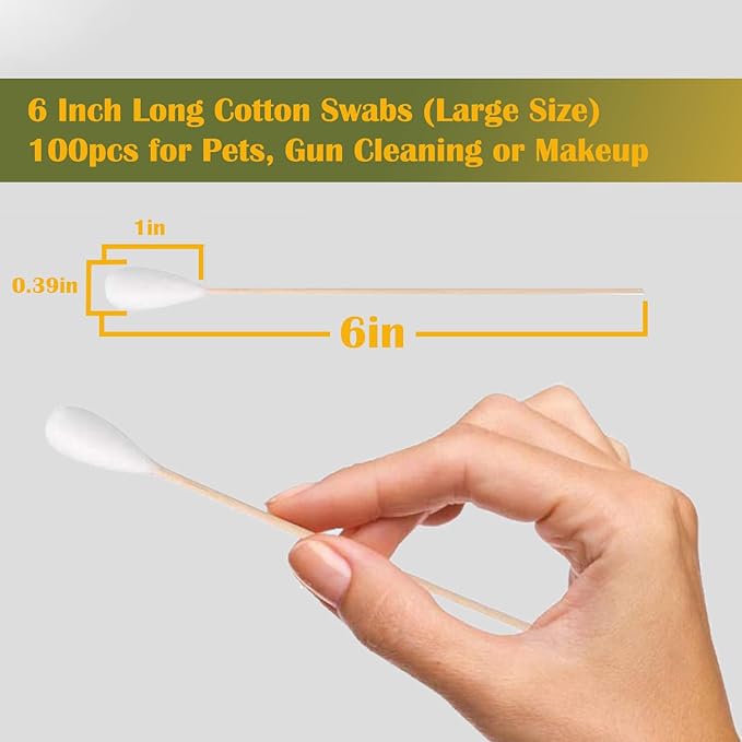 6 Inch Long Large Size Cotton Swabs 100PCS, Bamboo Sticks & Highly Absorbent - Image 4