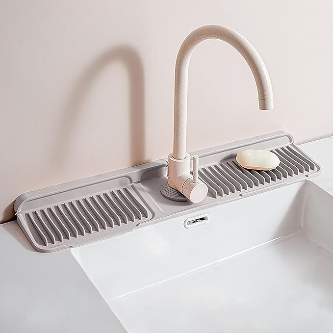 Longer Silicone Faucet Mat for Kitchen Sink – Button Style Faucet Drip Catcher by Unknown