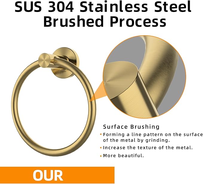 Towel Ring 2Pack, SUS304 Stainless Steel Hand Towel Holder - Image 3