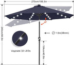 ABCCANOPY Durable Solar Led Patio Umbrellas with 32LED Lights 9FT (Navy Blue) - Image 3
