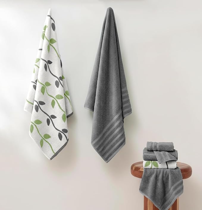 Modern Threads Organic Vines 6-Piece 100% Cotton Towel Set – Yarn Dyed Jacquard - Image 2