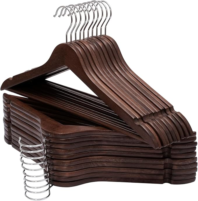 ELONG HOME Solid Wooden Hangers 20 Pack, Wood Suit Hangers by ELONGHOME