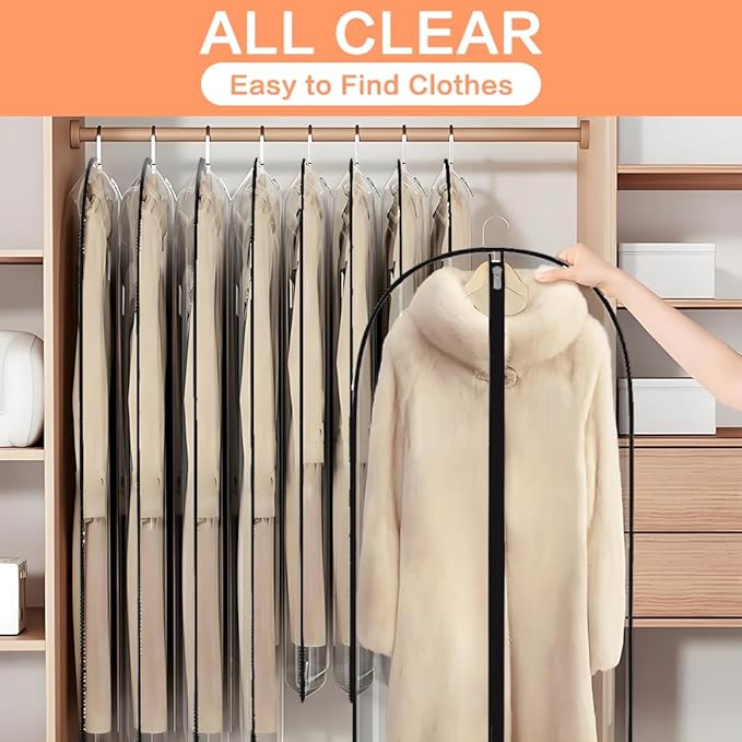 Clear Garment Bags for Hanging Clothes Travel Suit Bags for Closet Storage - Image 5