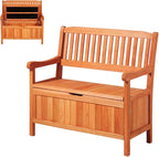 VEVOR Outdoor Storage Bench, 2-Person Wooden Storage Bench, 33 Gallons Deck Box with Side Handle, Supports up to 705 lbs, Weatherproof Outdoor Seating & Porch Decor, for Patio Garden Balcony Yard by VEVOR