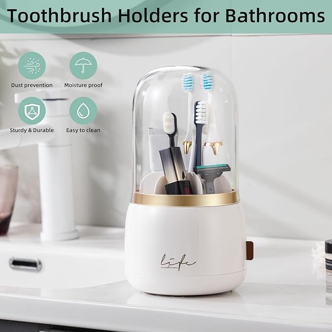Toothbrush Holders for Bathrooms, Rotating 7 Slots Electric Toothbrush Holders - Image 4