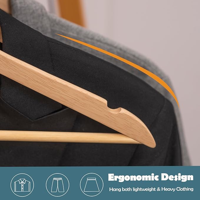 ELONG HOME Solid Wooden Hangers 20 Pack, Wood Suit Hangers - Image 8