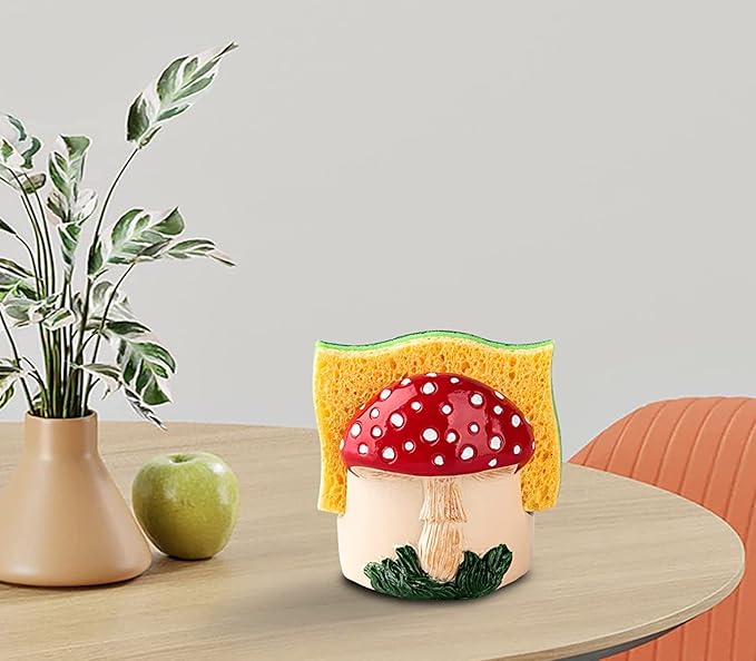 Mushroom Kitchen Sponge Holder Red Ceramic Sponge Holder - Image 2