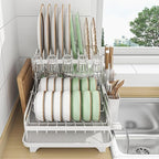 2 Tier Dish Drying Rack Automatic Drainage Board Space-Saving - Image 2