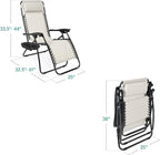 Best Choice Products Set of 2 Adjustable Steel Mesh Zero Gravity Lounge Chair Recliners w/Pillows and Cup Holder Trays - Ivory - Image 2