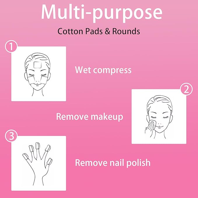 200 Cotton Pads, Individually Wrapped Cotton Rounds Travel Size, Makeup Remover - Image 3