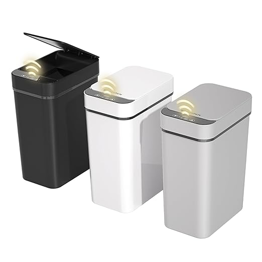 3 Pack Bathroom Trash Can 2.6 Gallon Small Touchless Automatic Motion Sensor by FocusOnDailynecessities