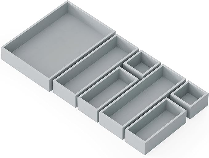 SpaceAid 7-Piece Bamboo Drawer Organizer Storage Boxes Set, Wood Tray Junk by SpaceAid