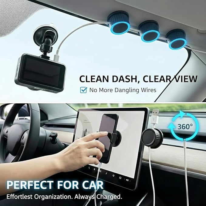 Magnetic Cable Organizer 8-Pack Glossy Black - Image 7