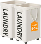 2 Pack Rolling Laundry Basket by Optish