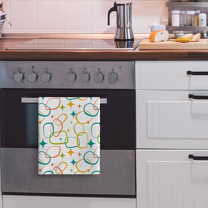 Mid Century Modern Kitchen Towels Set of 2, Absorbent Hand Towels, Retro Dish - Image 5