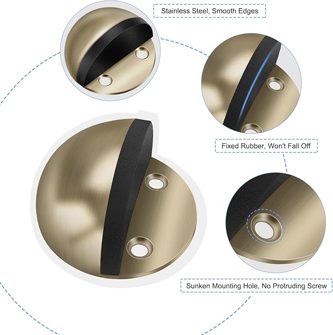 2 Pack Door Stop, Adhesive Door Stoppers Floor Mounted Door Stops No Drill - Image 3