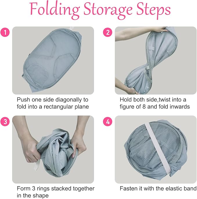 4PCS Mesh Laundry Hamper, Collapsible Laundry Baskets, 75L Large Foldable Dirty - Image 5