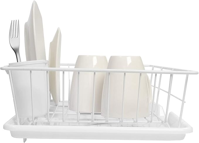Sweet Home Collection Metal, Plasic 3 Piece Dish Drainer Rack Set - Image 3