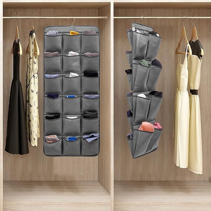 Dual Sided Hanging Closet Organizer Shoe Rack Holder - Image 3